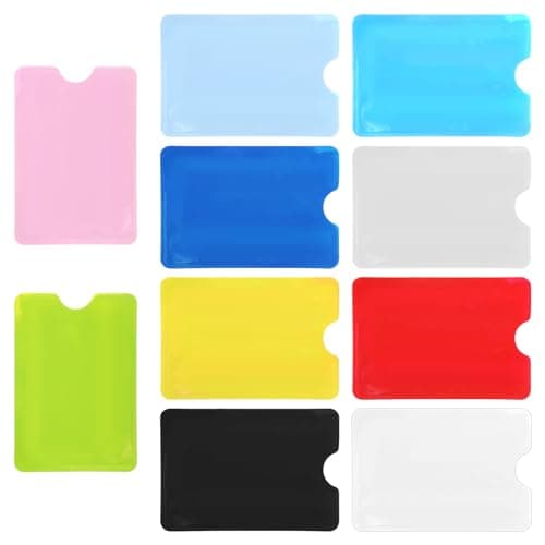 Bruislard 10Pcs RFID Blocking Sleeves Colorful Credit Card Protector Cover Travel Anti-Theft Credit Card Holder RFID Blocker Fits Bags & Purses, 3.5 x 2.4 inch(Solid color)