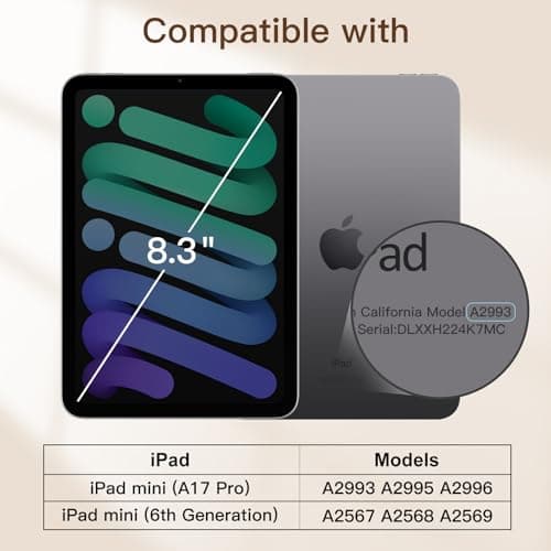 JETech Magnetic Case for iPad mini A17 Pro/6th Gen (2024/2021), Space Gray — view 2
