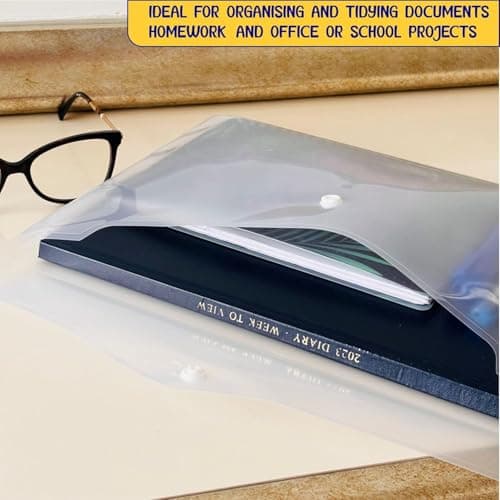 Sixstore 10 Pack A4 Clear Plastic Stud Document Wallets Files Folders Filing — view 5