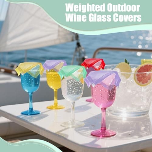 Weighted Wine Covers, 4 Piece Weighted Drink Cover, Reusable Protector Mesh Lid Marking Portable For Airplane Christmas Travel Cup Mug — view 5