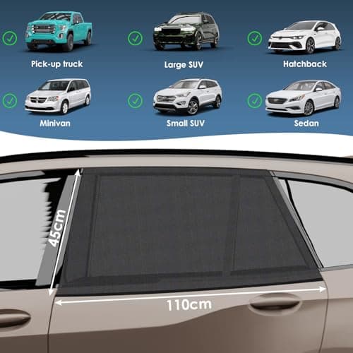 Car Window Shades for Baby, Stretchable Car Side Window Sun Shades 2 Pack — view 2