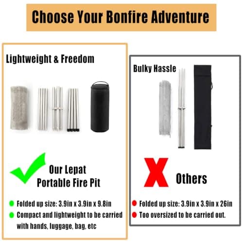 Foldable Fire Pit for Camping, Portable Stainless Steel Mesh Fire Pit Set with Carrying Bag Saving Space for BBQ Heating, Bonfire, Barbecue, Patio, Backyard, Garden (Silver, 16.5 x 16.5 x 13.5 inches) — view 3