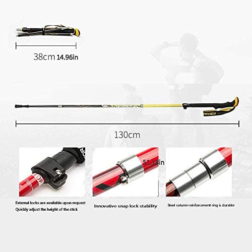 Nordic Walking Trekking Poles - Antishock And Quick Lock System, Telescopic Collapsible Ultralight For Hiking Camping Backpacking Walking — view 3
