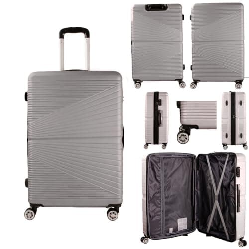 Set of 3 Pcs Luggage Hard Shell Suitcase, Silver — view 3