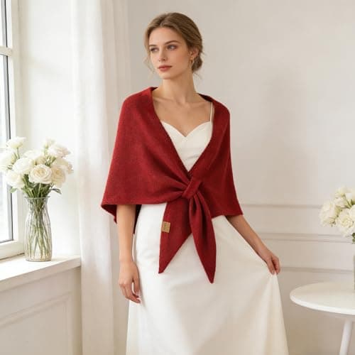 Ladiery Triangular Pashmina Wraps for Women, Premium Spring Autumn Winter Knitted Shawl, Soft Warm Scarf for Travel Party Daily Wear Gift — view 3