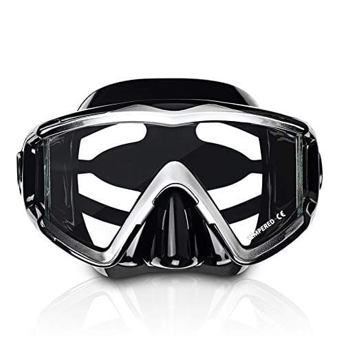 Adult Pano 3 Panoramic Scuba Diving Mask, Tempered Glass Snorkeling Dive Mask, Premium Swim Goggles With Nose Cover Snorkeling Gear for Snorkeling, Freediving, Swimming (Cool Black) — view 2