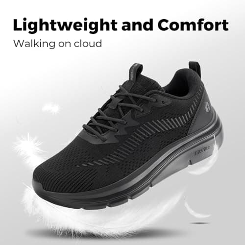 FitVille Mens Wide Fit Running Walking Shoes V20, Jet Black, 10 X-Wide — view 5