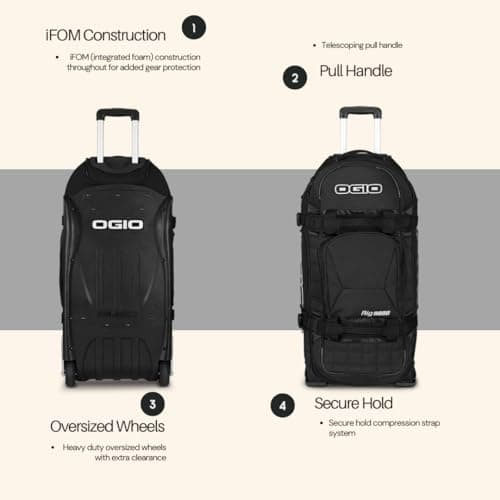 OGIO RIG 9800 Ultra-Tough and Protective (123 Litre Capacity) Wheeled Travel Bag Suitcase, Black — view 6