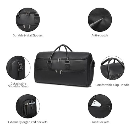 Carry On Garment Bag for Travel, Convertible Travel Garment Bag for Men Women, 2 in 1 Hanging Suitcase Suit Business Travel Bag, Black, 39"L x 12.5"W x 12.2"H, Travel — view 5