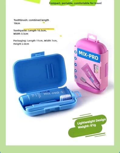 Vonmerie Travel Toothbrush kit & Toothpaste Portable Set, Compact Dental Care Kit,Travel & Business Trip(Blue) — view 4