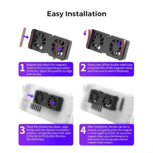 Gettimore Magnetic Back Clip Cooling Fan for Xbox X Steamdeck for legion Go, Portable 15x8x3.5cm Handheld Console Cooler Overheat Protection — view 6