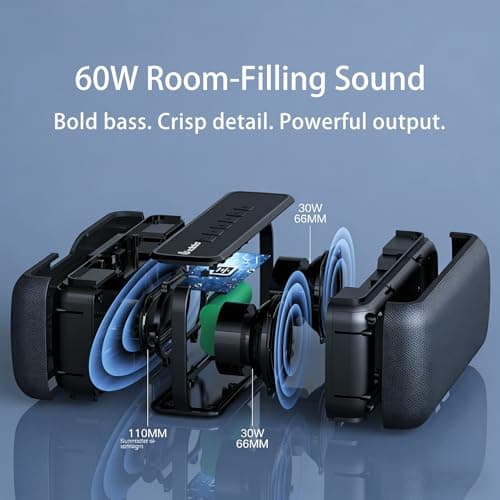 XDOBO X8 II 60W Portable Bluetooth Speaker, IPX5 Waterproof Wireless Speaker with Deep Bass, Bluetooth 5.0, TWS Stereo Pairing, 8H Playtime, TF Card & AUX for Outdoor Party Home — view 2