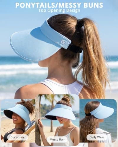 GADIEMKENSD UPF50+ Sun Visor, Extended Brim, Cooling & Odor-Resistant, Travel-Friendly, Suit for Ponytail and Buns, Dark Grey — view 6