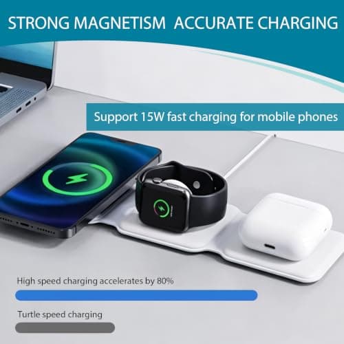3 in 1 Wireless Charging Station for Apple Magnetic Foldable Travel Charger — view 4