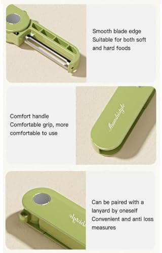 Household Folding Storage Paring Peeler, Portable Compact Size Kitchen Multi-Function Paring Knife Sharp Stainless Steel Blade Scraper Knife Suitable for Camping Picnics and Travel (Yellow) — view 4