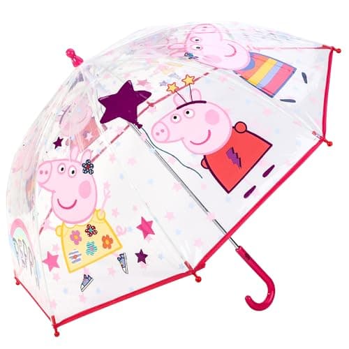 Peppa Pig Kids Clear Dome Umbrella with Transparent See-Through Canopy