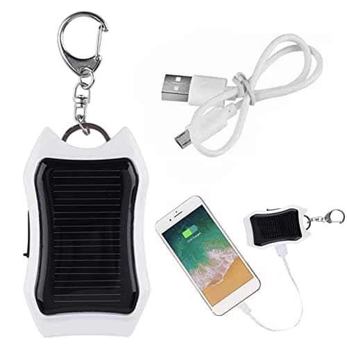 GIMOCOOL Solar Power Bank Keychain,1500mAH Large-capacity Battery Solar Charger Power Bank, Mini Backup Power Solar Charger for Cellphone Tablet Electronic Devices, Portable Charger with Carabiner