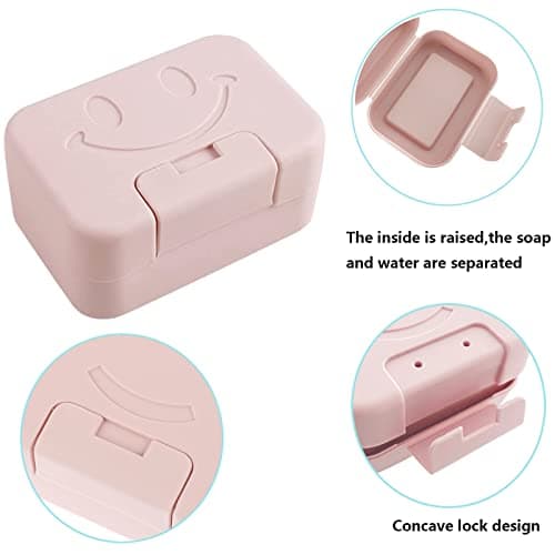 Travel Soap Case Box,2Pcs Soap Box,Soap Dish with Lid,Portable Shower Soap Box,Sealed soap dish with lid,Perfect for Bathroom, Travel, Camp, Gym (blue/pink) — view 5