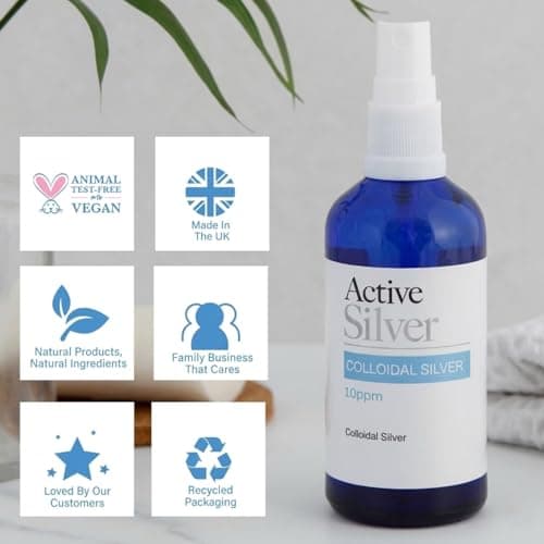 Active Silver - Travel Size Colloidal Silver Spray with Atomiser Spray Bottle - 10ppm Colloidal Silver Liquid - Premium Quality, UK Made - 100ml Bottle — view 3