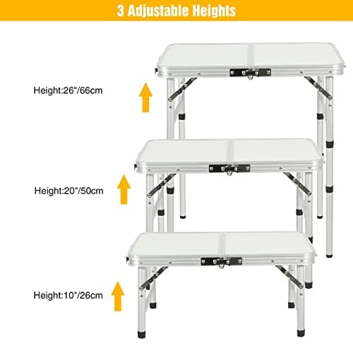 REDCAMP 2ft Folding Camping Table, Adjustable Height，3 Heights (26/50/66) — view 4