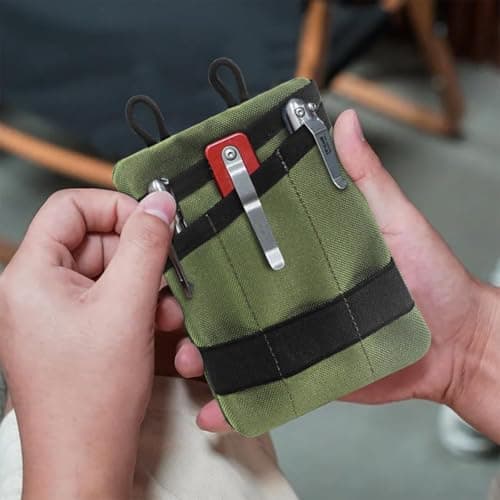 Ieron Small EDC Pocket Pouch,Waxed Canvas EDC Organiser Pouch Small Tool Pouch with 5 Pockets,Small Multi Tool Pocket Organiser for Flashlight Multi Tools Pen Notebook — view 5