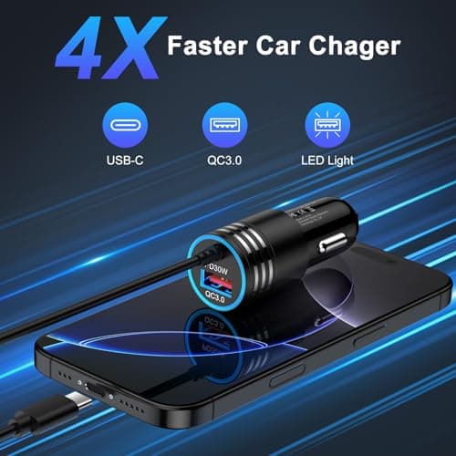 Samsung Car Charger Fast Charge, USB C Car Phone Charger Cigarette Lighter — view 2
