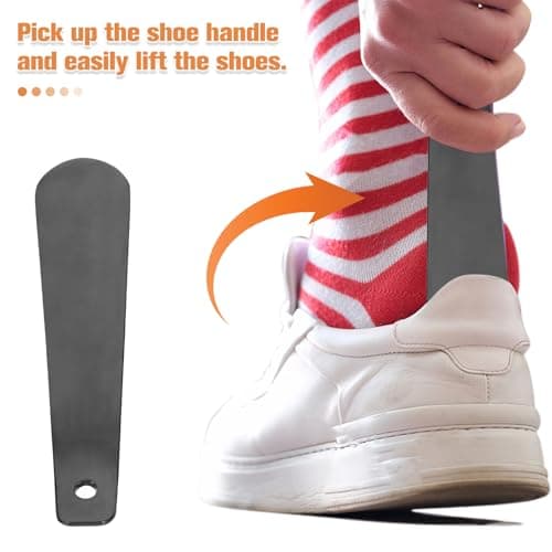 BCOATH Stainless Steel Shoe Horn 14cm Portable Design Easy to Use Walking Shoes Helper Tool for Women Suitable for Travel and Home Use Black Metal — view 3