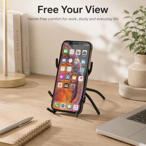 2Pcs Black Bendable Spider Phone Holders, PU Coated Steel Wire Universal Flexible Car Smartphone Mount Stands — view 6