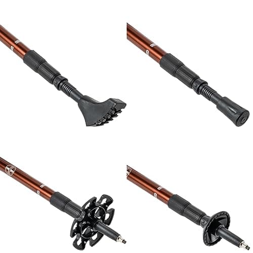 JELEX Nature Telescopic Walking Poles for Nordic Walking Adjustable, Includes Various Attachments for Outdoor Activities, Ultralight Hiking Poles with Antishock Technology (Brown Premium) — view 5