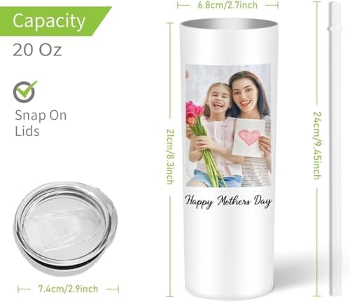 EKAM Personalised Coffee Tumbler with Picture & Text - Personalised Travel Coffee Mug, 20oz Stainless Steel Tumbler Cup with Straw and Lid, Custom Cup Gift for Christmas Day, Birthday, Any Occasion — view 6