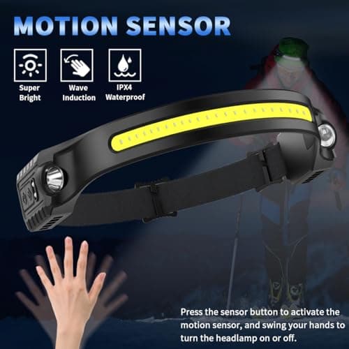 ZioeYiue Headlamp Rechargeable 5PCS, 230°Wide Beam LED Head Lamp for Adults — view 3