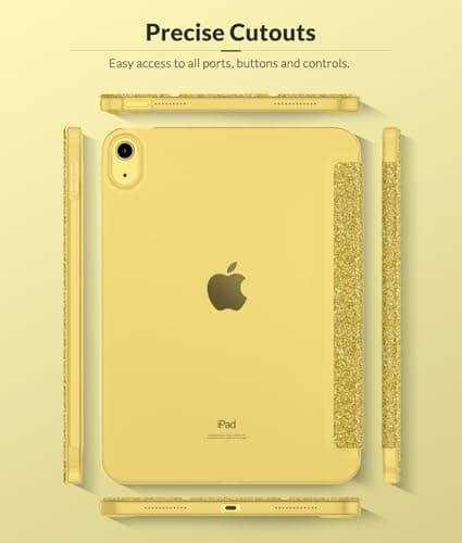 MoKo Slim Case for iPad (A16) 11th/10th Gen 2025/2022, Glitter Gold — view 6