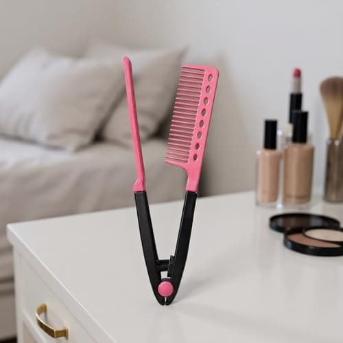 Heat-resistant V Hair Styling Comb, 2 Pieces V Shaped Hair Straightening Comb For Flat Iron, Hairdressing Grooming Combs, Professional Brush Supplies For Home Travel Dating Holiday Road Trip — view 6