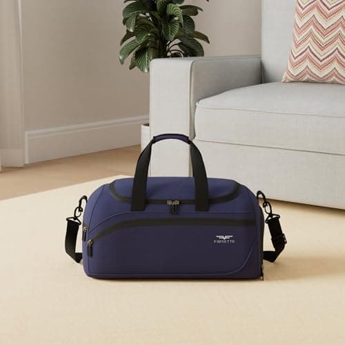 FIORETTO 35L Mens Sports Gym Bag with Wet Pocket & Shoe Compartment,Travel Duffle Bag Overnight Bag with Padded Shoulder Strap, Water-Resistant Sports Holdall for Swimming, Basketball Dark Blue — view 2