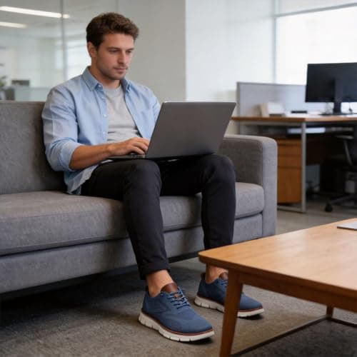 Wearbreeze Men's Business Casual Oxford Trainers - Lightweight Lace-Up Shoes for Work, Travel & Daily Commuting, Light Blue, 11 UK — view 2
