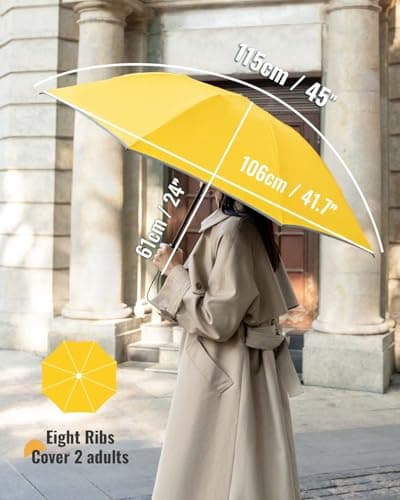 Chakipee Umbrella Windproof Strong Compact Automatic Umbrellas - Umbrella for Men and Women, Portable Folding Umbrella for Travel with Reflective Stripes - Fits Car & Backpack for Wind and Rain — view 3