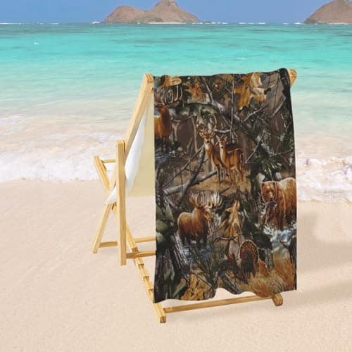 Newhomestyle Camo Beach Towel Hunting Deer Bear, Aldult Quick Dry Camping Bath Towel, Absorbent Thin Lightweight Beach Blanket for Sports Travel Pool Swimming Bathroom 77X153cm/ 30x60 Inch — view 4