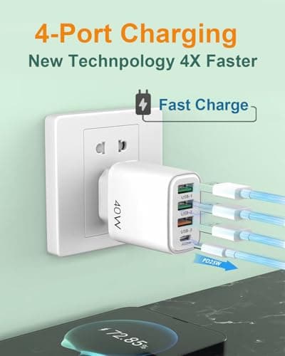 EU Travel Charger, 40W Europe Plug adapter,2Pack European travel charger — view 6