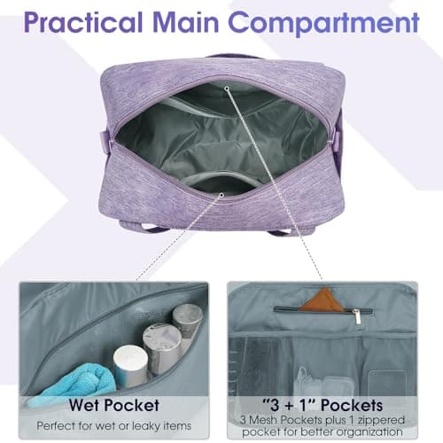 for Easyjet Cabin Bag 45X36X20 Underseat Travel Duffel Bag Holdall Tote with Wet Pocket Carry on Luggage Overnight for Women and Men 25L (Purple) — view 5