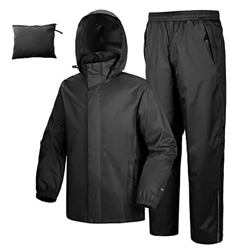 33,000ft Men's Waterproof Rainsuit Packable Rain Set with Reflective Strips