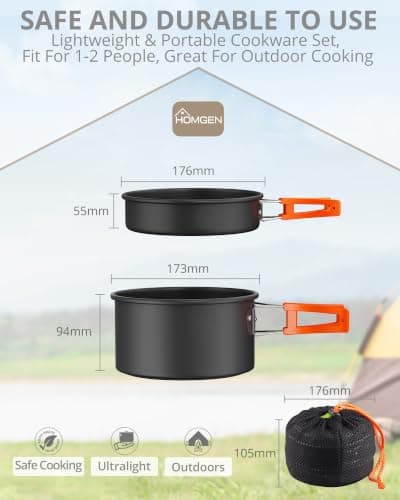 HOMGEN Aluminium Camping Cooking Set with Folding Cutlery for 2-3 People — view 2