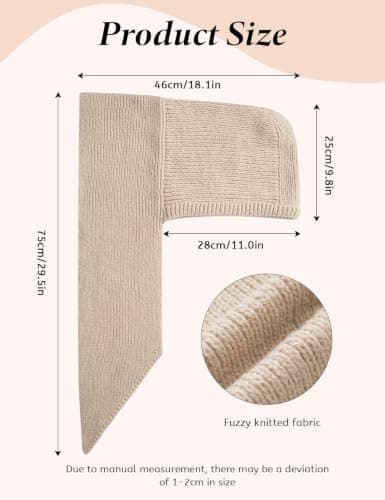 Vijamiy Knitted Hooded Scarf for Women 2-in-1 with Elastic Fit, Khaki — view 5