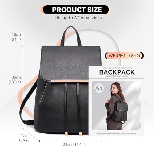 Miss Lulu Women's Backpack, PU Leather Drawstring Rucksack for Work School — view 3