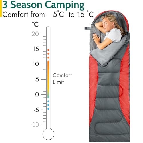 Trail Envelope Sleeping Bag With Snug Hood, Single Adult, 3 Season, Water-Resistant, Lightweight With Compact Bag, Outdoor, Camping, 250g Filling — view 3