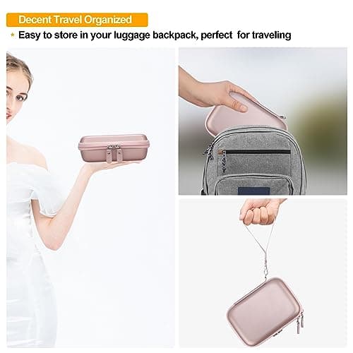 Elonbo Camera Carrying Case Compatible with Fujifilm Instax Mini EVO Instant Camera, Camera Lens Cover Photo Printer Travel Protective Storage Holder, Mesh Pocket Fits Film Charger SD Card, Rose Gold — view 5