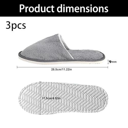 FEZTGVOFA 3 Pairs Hotel Slippers, Spa Slippers, Comfortable Disposable Non-Slip Guest Slipper, Soft Coral Velvet Travel Slipper, for Spa, Travel, Family Hotels,Guest — view 4
