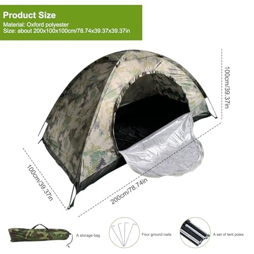 Joygoodta 1 Person Camping Tent, Waterproof Windproof Backpacking Tent with Mesh Vent for Hiking, Beach & Travel, 200x100 cm — view 3