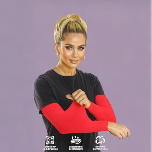 Cooling Arm Sleeves for Men and Women & UV Protection Arm Sleeves, Red Camo, One size fits most — view 3