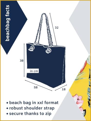 MASADA Large beach bag water resistant with zip Garden Eden — view 3