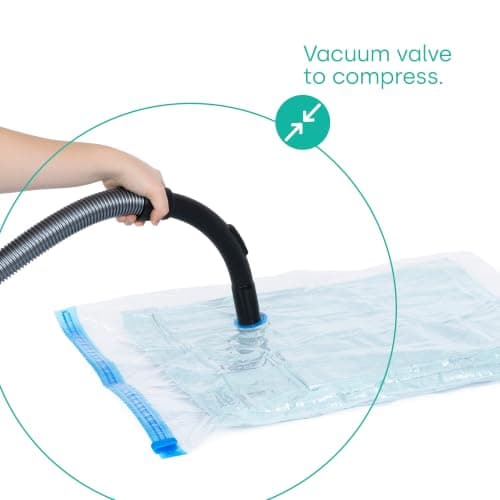 LIVIVO 8 Pack Vacuum Storage Bags - Medium Vacuum Bags for Travel Storage - Vacuum Pack Bags for Clothes, Storage, Travel, Bedding, Duvets & Pillows – Airtight, Waterproof Compression Pouches (Blue) — view 4